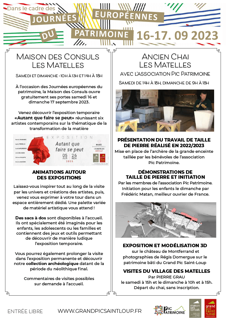 Affiche JEP 2023 PIC PATRIMOINE ATELIER FREDERIC MATAN